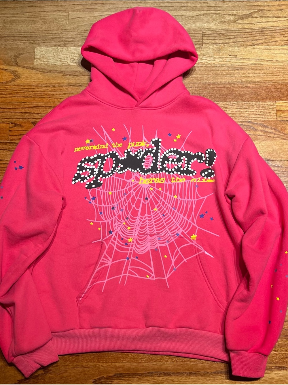 Sp5der Young Thug Pink Punk Hoodie Men's XL Print Pullover Fleece Hoodie